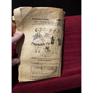 Vintage Advance 5957 Toni Doll Wardrobe Sewing Pattern 1950s Complete No